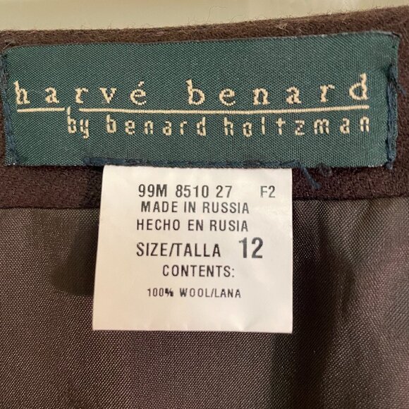 HARVE' BENARD WOOL A-LINE BROWN SKIRT, MAXI LENGTH, SIZE 12 - Picture 7 of 8